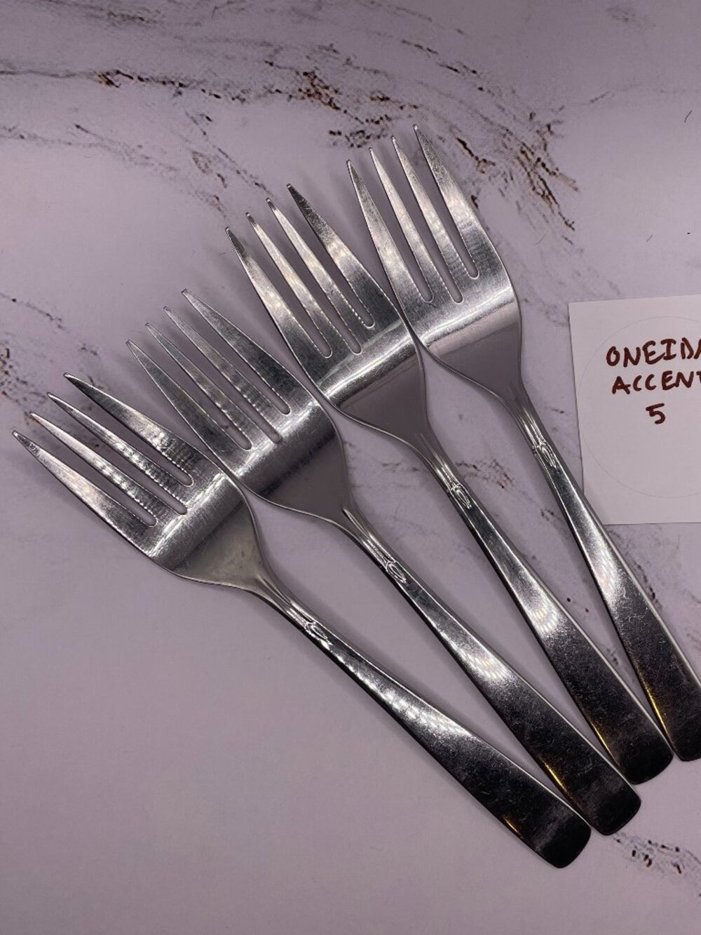 Oneida Accent Stainless Steel Salad Forks Set of 4 Replacement Cutlery Lot